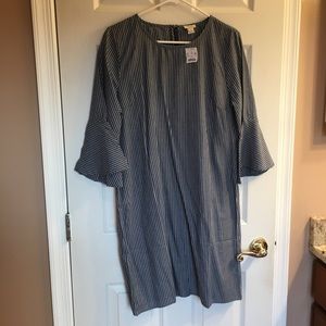 J. Crew. Blue and white Bell sleeved shift dress